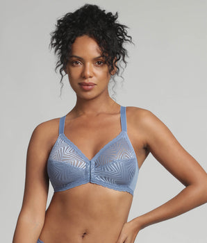 Reggiseno senza ferretto apertura davanti blu oceano Ideal Posture