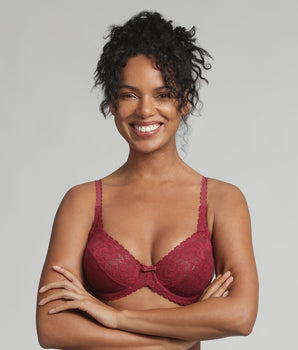 Reggiseno con ferretto rosso carminio Flowery Lace Riciclato