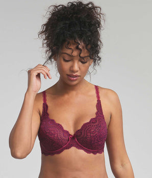 Reggiseno con ferretto prugna Flowery Lace