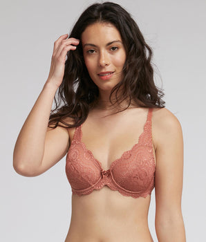 Reggiseno con ferretto terracotta Flowery Lace