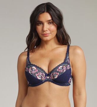 Reggiseno con ferretto blu floreale Flowery Lace Riciclato, , PLAYTEX